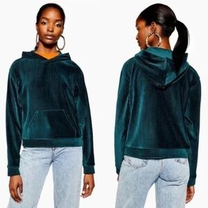 Topshop Emerald Velvet Corduroy Hoodie